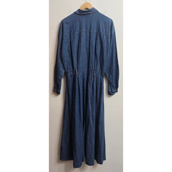 Chorus Blues Vintage 90s Western Country Cottage Denim Button Up Maxi Dress 8 - Picture 7 of 12